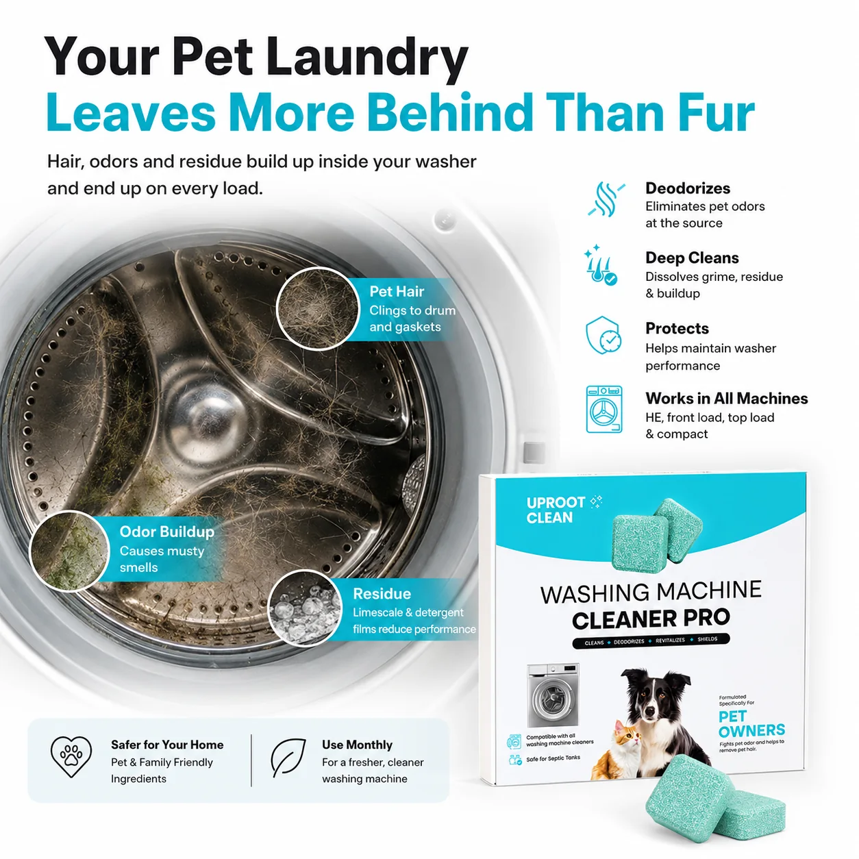 Pet Home Washing Machine Cleaner Sheets view 2