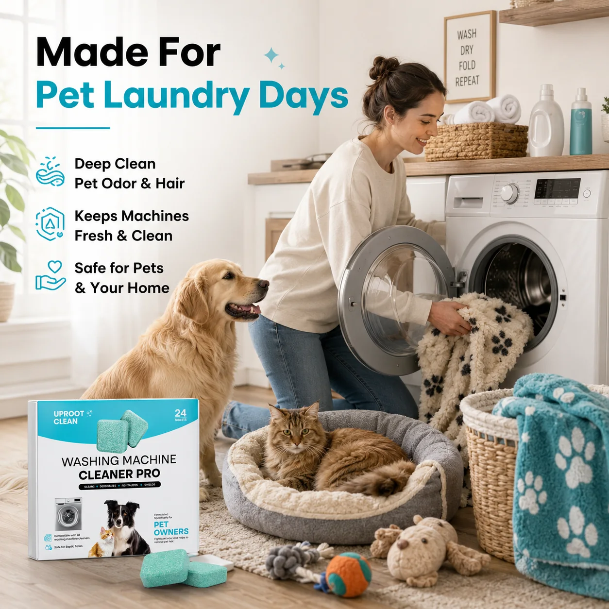 Pet Home Washing Machine Cleaner Sheets view 3