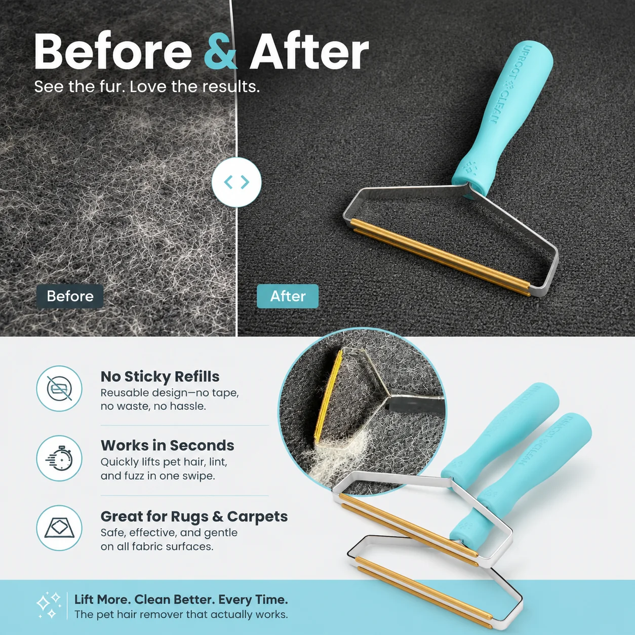 Reusable Pet Hair Scraper view 3