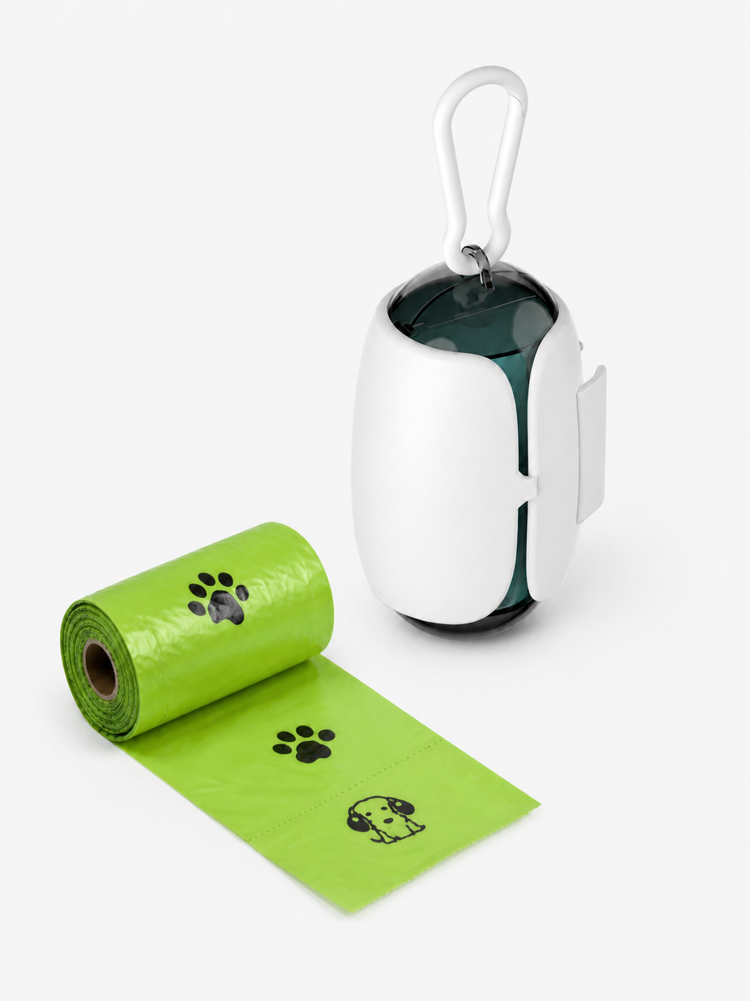 MadCleanPets portable bag holder with waste bag roll
