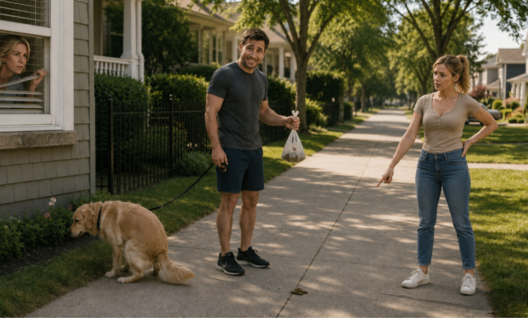 Dog owner carrying a bag after a dog walk